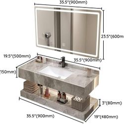 36" Floating Bathroom Vanity Set Undermount Intergrated Sink White/Gray/Black