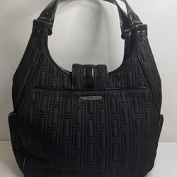 Vera Bradley Black Quilted Purse Shoulder Handbag Tote Hobo Bag Classic Travel 