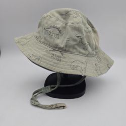 Baby Dinosaur Print Green/White MeshLined Chin Strap BucketHat 46cm