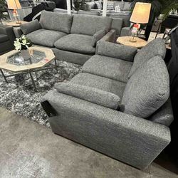 Ashley's Dramatic Sofa and Loveseat Set, Super Comfy, Gray Color, 50% OFF SKU#11702