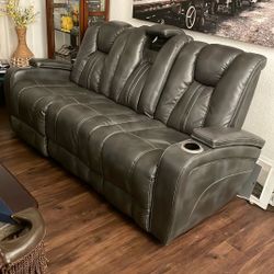 Leather Reclining Sofa 