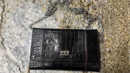 Brighton, Black, Croc, Leather, Wallet, Crossbody, Purse, Clutch