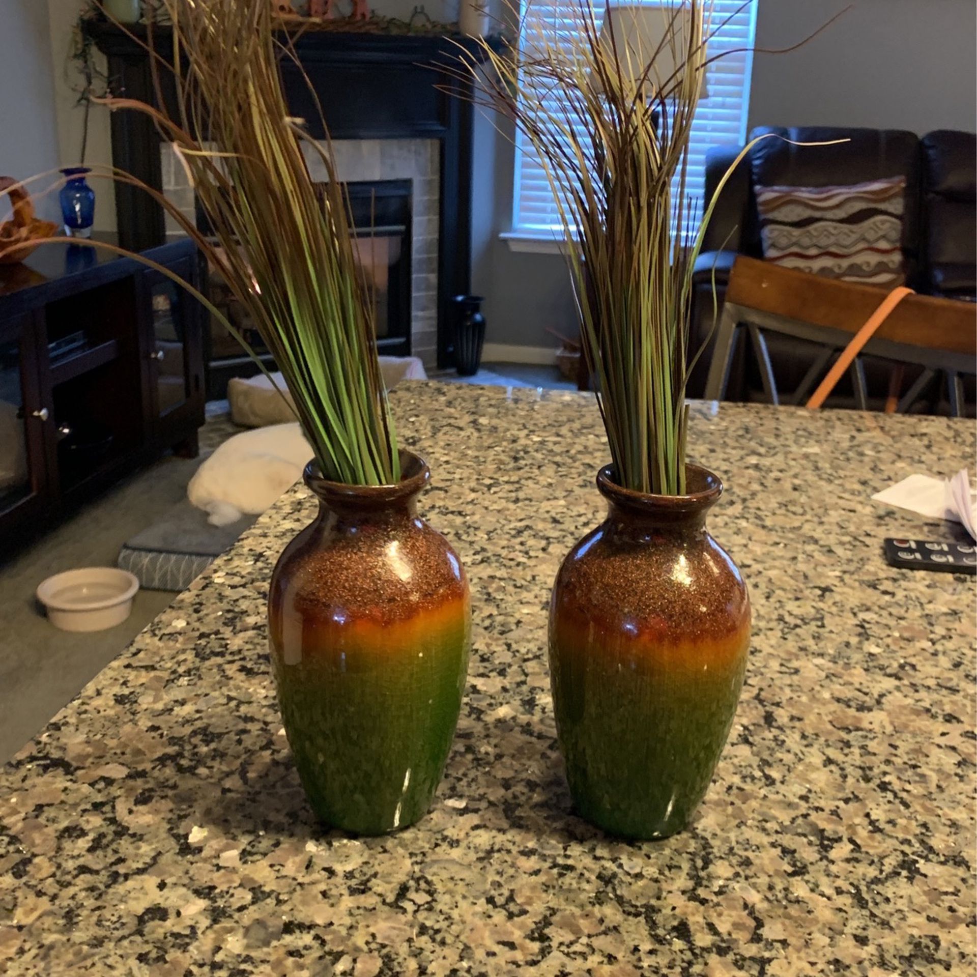 2 Mini Vases With Fake Plants