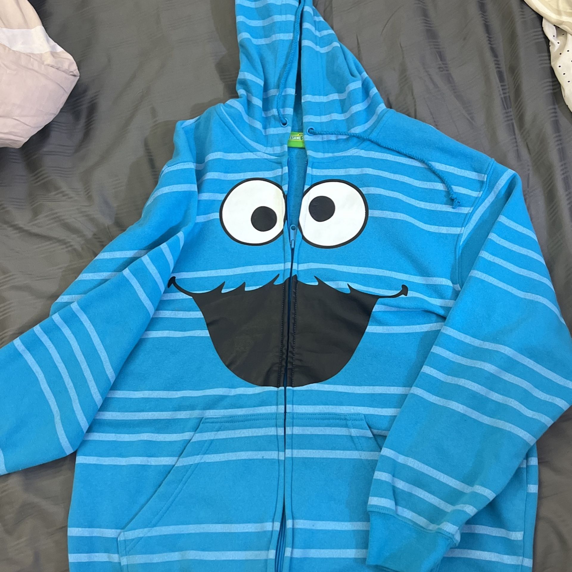 extra large cookie monster sesame street authentic full zip up hoodie