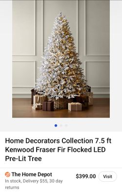 🎄✨ 7.5 FT KENWOOD FRASER FIR FLOCKED PRE-LIT CHRISTMAS TREE  ✨🎄