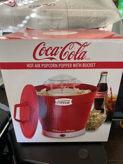 NIB Nostalgia Coca-Cola Hot Air Popcorn Popper with Bucket