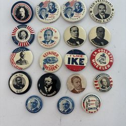 Set of 19 Vintage Presidential Campaign Buttons