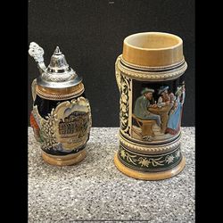 Vintage German Ceramic 6.5"  and 7.5 “ Beer Stein  ( Both For One Price) Never Used