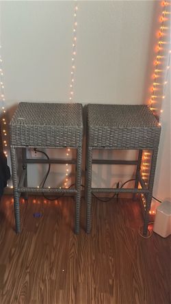 Two Wicker end tables