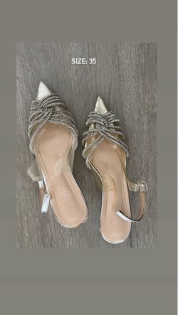 Pretty Silver Rhinestone Strappy Heel Buckle size: 35
