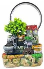 Fuente con Aro de Luz LED, Árbol, Casa y Elefantes – Mayoreo $26