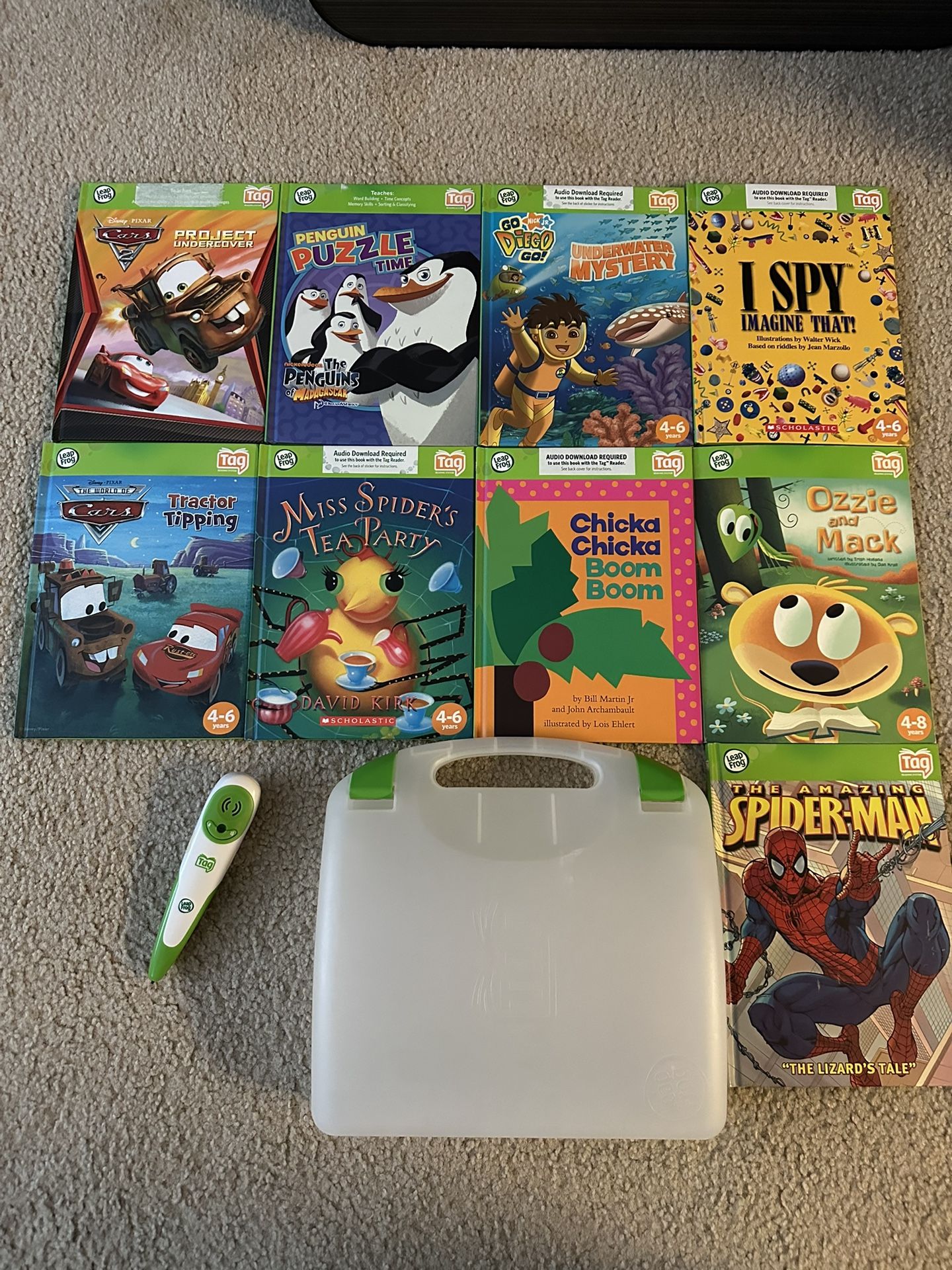 Leapfrog Tag Reader w/ 9 Books & Carrying Case