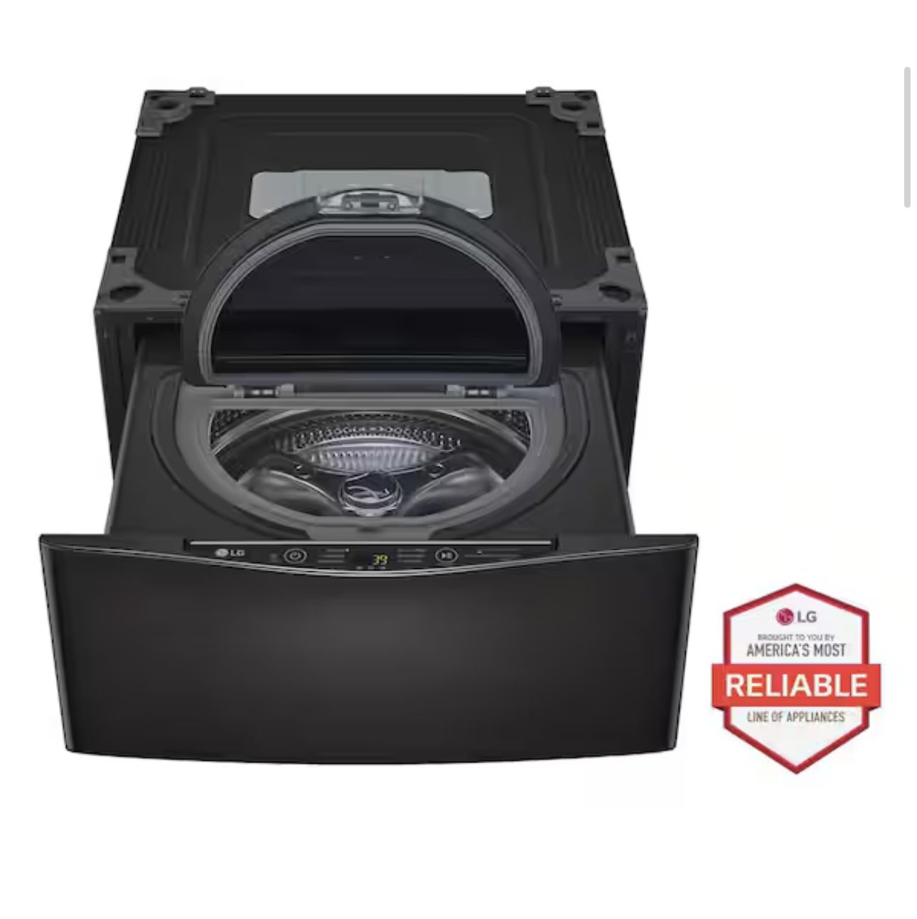 LG 29 in. 1.0 cu. ft. SideKick Laundry Pedestal Washer with Slim DirectDrive motor and 3-Motion Technology in Black Steel