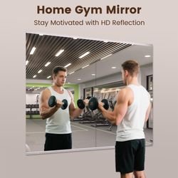 48x30 Inch 2-Pack Modern Home Gym Mirror, Wall-Mounted, Framed, Silver