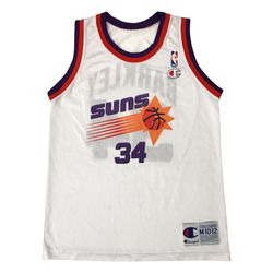 Vintage Champion Phoenix Suns Charles Barkley Jersey Medium M Youth White 34 90s