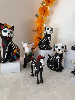 Day of the Dead Assorted Cats & Dogs Alebrije - Clay Skeleton Figurine | Mexican Folk Art small $25 each small $15 each