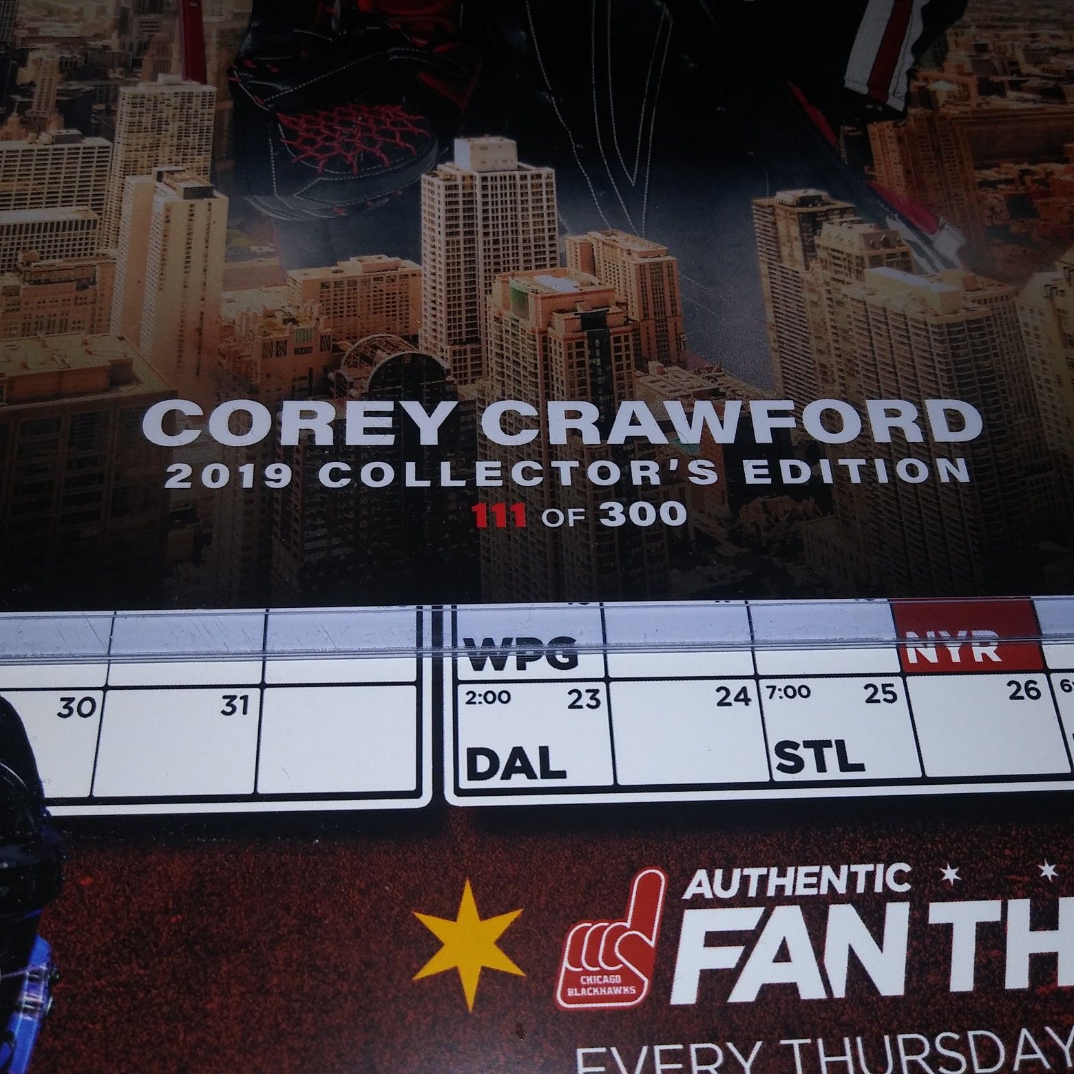 Chicago Blackhawks Corey Crawford Autographed Signed Skyline Photo 300 made