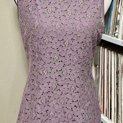 Banana Republic Purple Floral Lace Sleeveless Blouse Tank Top Zip Back Women's 6