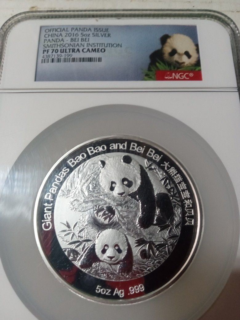China 2016 5 Oz Silver Panda - Bei Bei Smithsonian Institution Coin