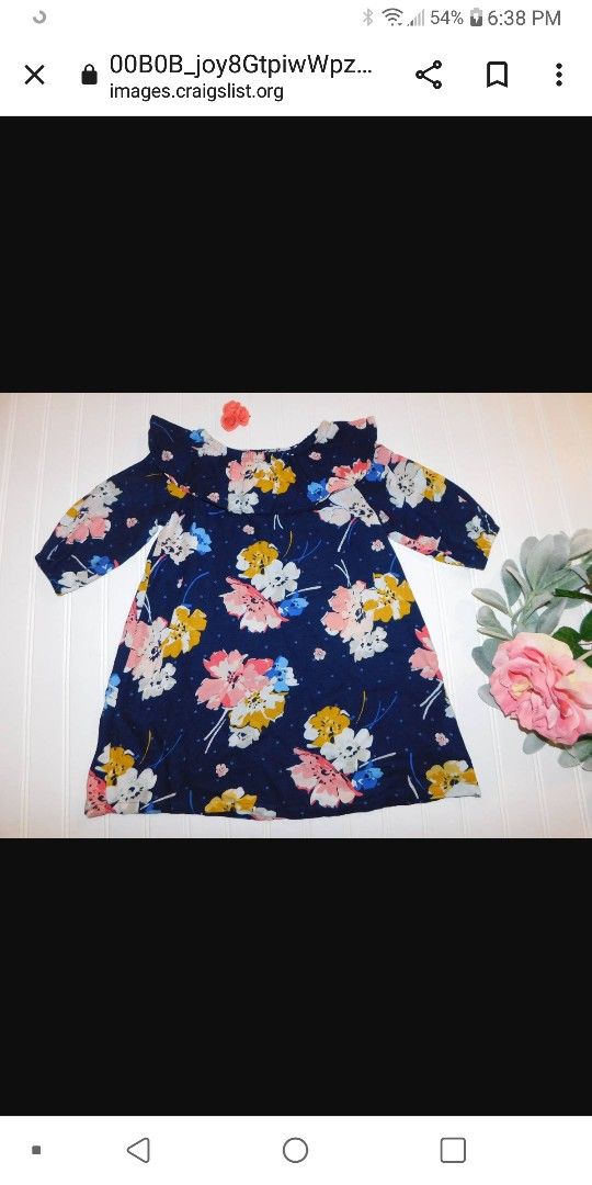 Old Navy Girls 4T Floral Blue Wide Collar Dress & Gymboree Hair Clip -

