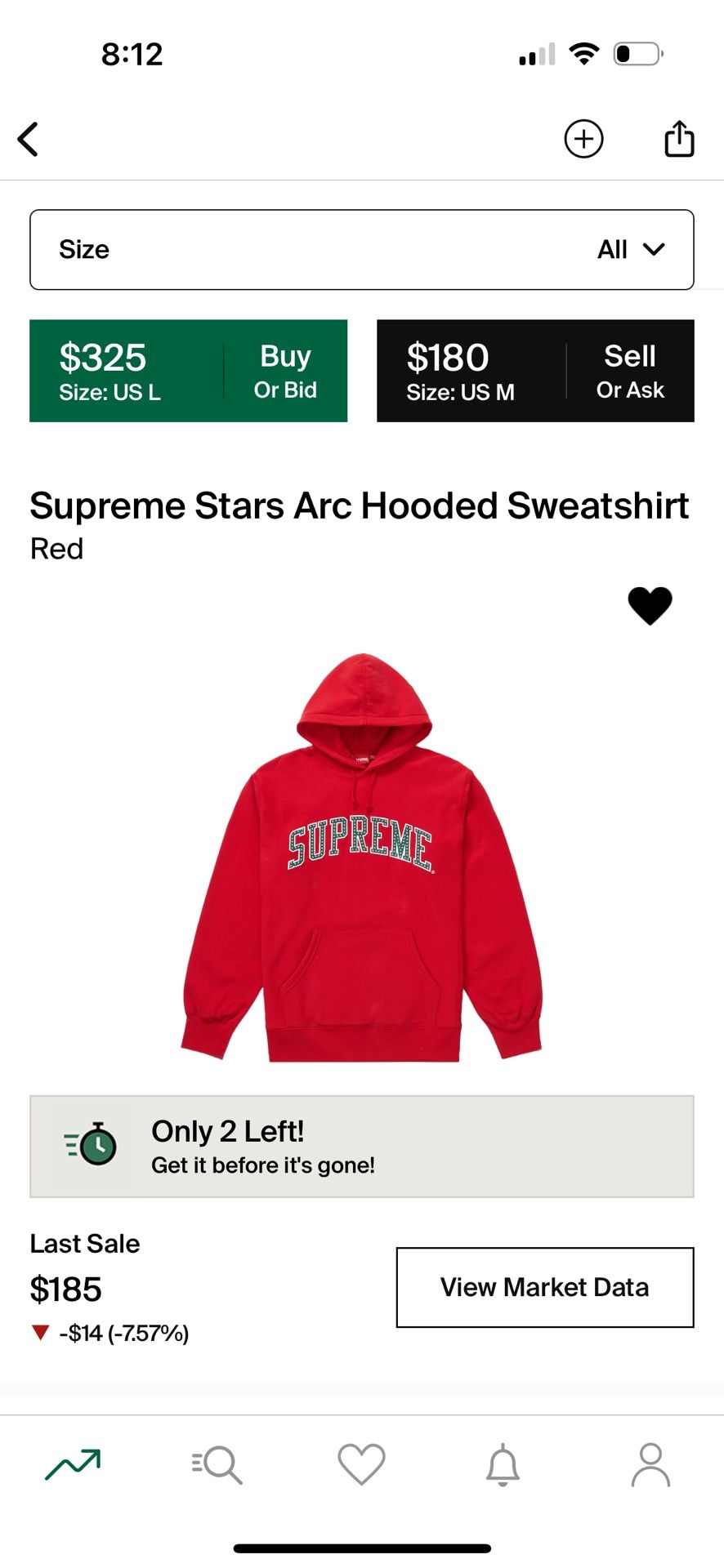 Supreme Stars Arc Hooded Sweatshirt Red