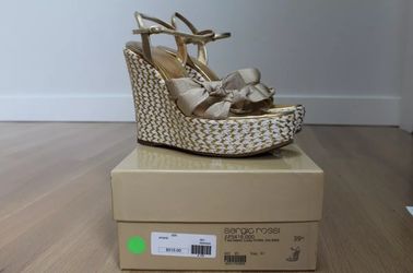 SERGIO ROSSI SANDALS WEDGE SOLE ANKLE STRAP HIGHT HEEL 9.5