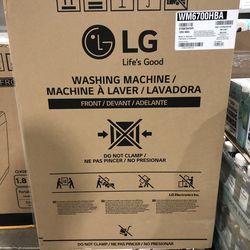 LG Front Load Stackable Smart Washer 5.0 cu ft Black Steel Model: WM6700HBA