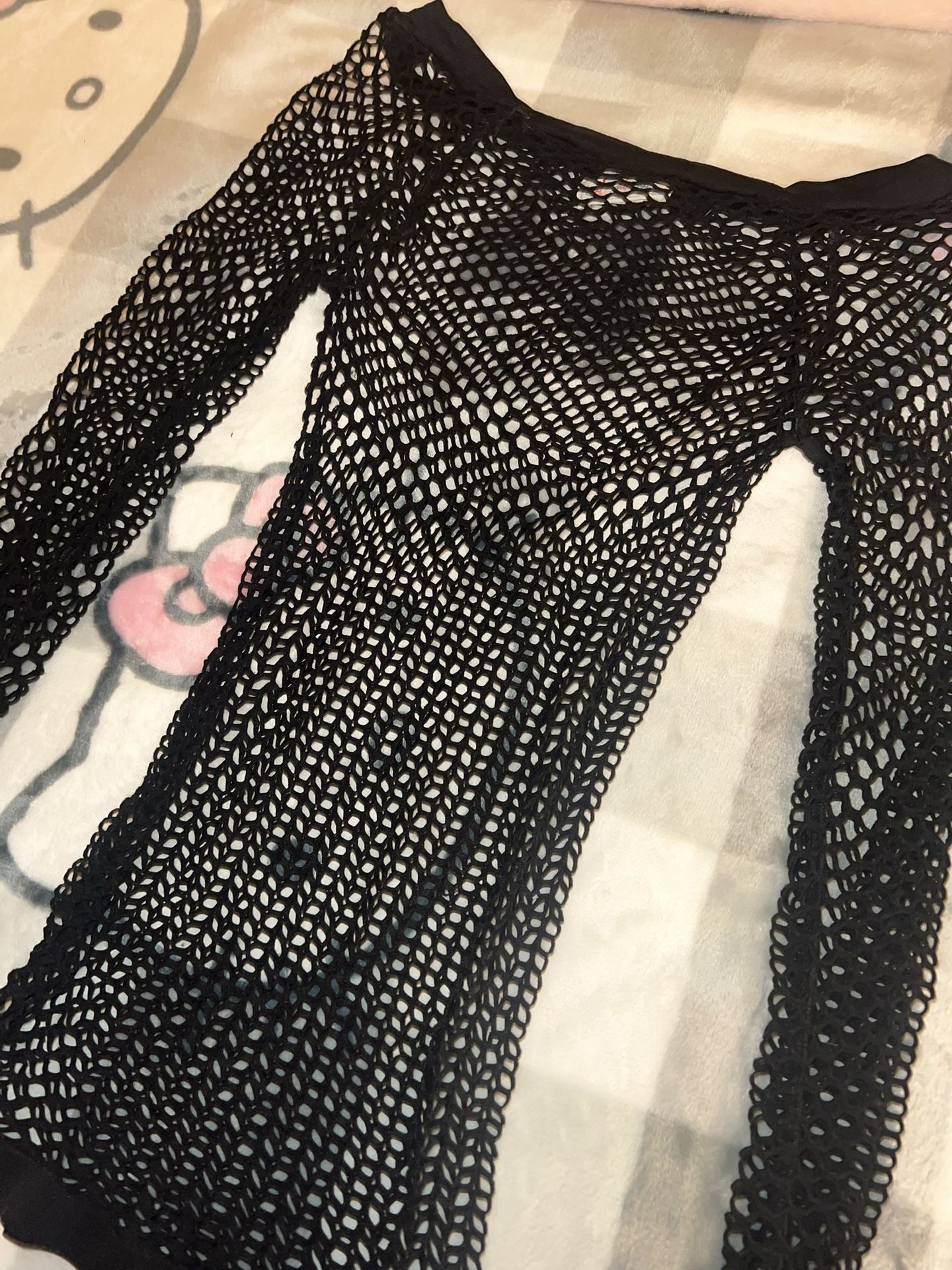 black fishnet/mesh long sleeve top