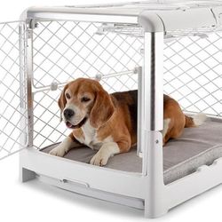 DIGGS Revol Collapsible Dog Crate with Wheels - Premium Portable Dog Crate - Safe, Stylish, and Convenient Indoor Kennel (Ash, Medium)