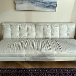 Mitchell Gold + Bob Williams white leather couch