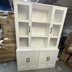 brand new 70.9'' Kitchen Pantry Cabinet with Doors, 5 Tier Buffet Storage Cabinet with Adjustable Shelves, White ,FPB-388