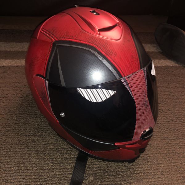 Deadpool HJC helmet with custom decal and built in Sena Large for Sale