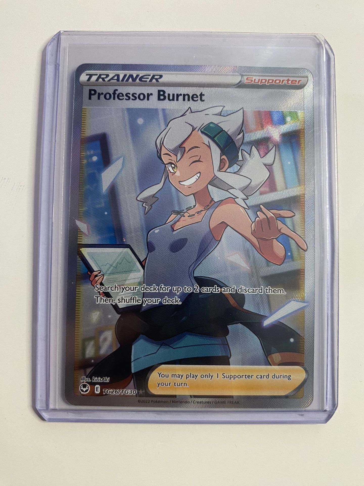 Professor Burnet Full Art Trainer Pokemon Card (Silver Tempest)