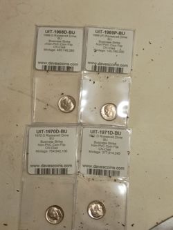 1968 D,69 P,70 D,71 D proof Roosevelt dimes