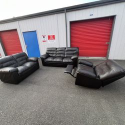*FREE DELIVERY* Leather 3 Piece Sofa Set w/ Recliner