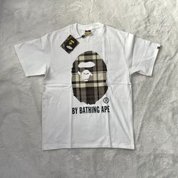  Bape Mono Plaid White Graphic Tee