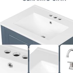 24” White ceramic sink top