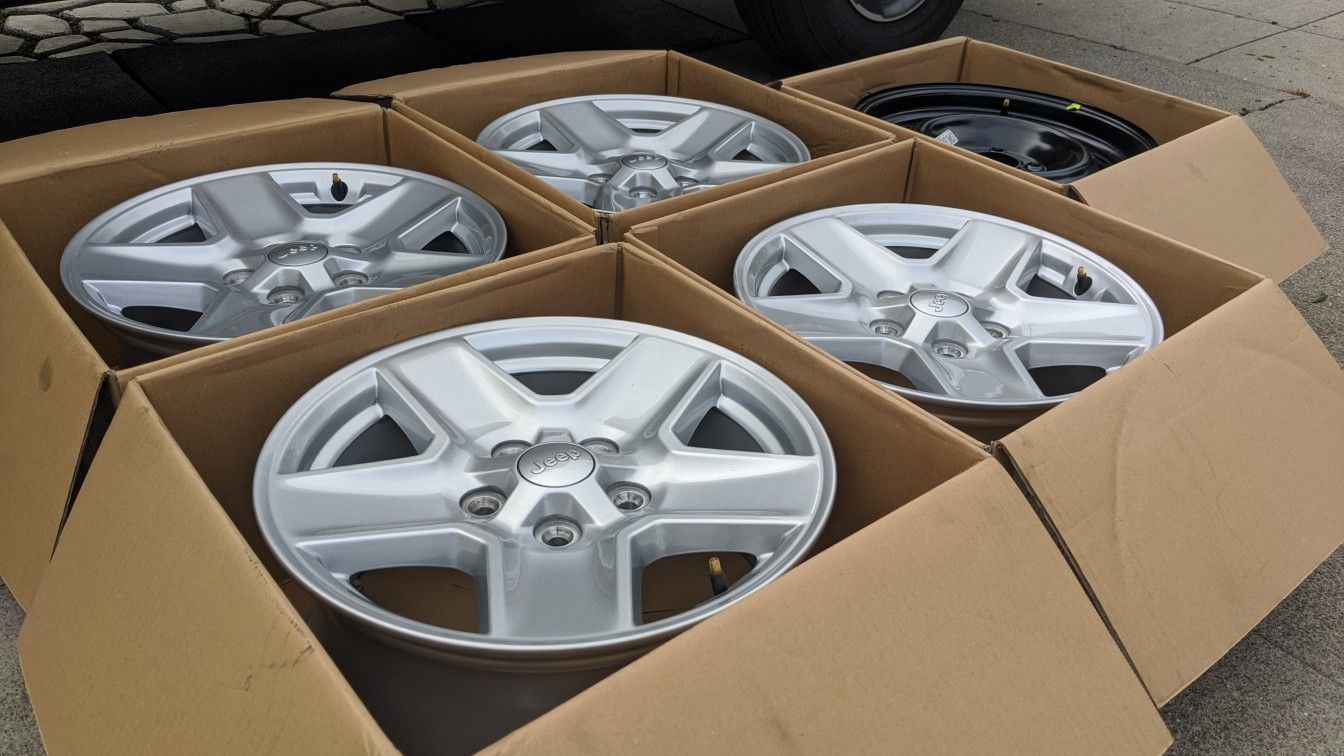 New 17-Inch x 7.5-Inch "Tech-Silver Aluminum" Rims (Jeep Rims, Jeep Wheels, Jeep Wrangler, Jeep Gladiator, JK, JL, JT)