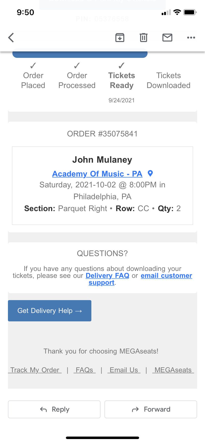 2 Tickets (#1 Comedian JOHN MULANEY ) Oct 3rd  Phila