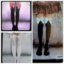 Women's Highs socks with Satin Ruffle Trim and Bow