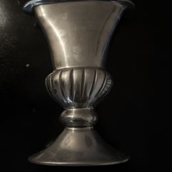 Vintage Heavy Cast Metal Silver Vase