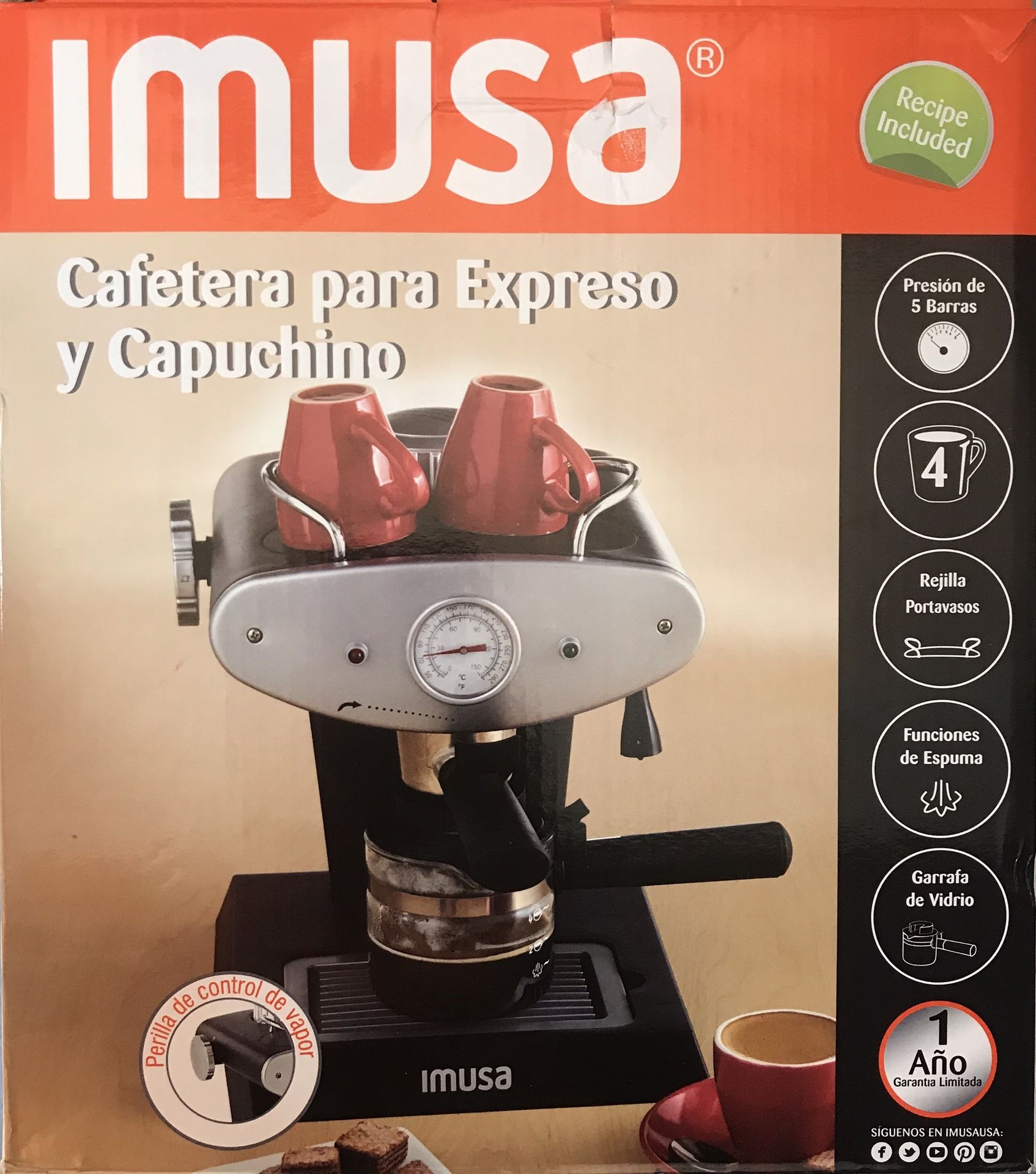 IMUSA Cafetera expreso y Capuchino 4 Tasas Nueva en su caja for Sale in  Miami, FL - OfferUp