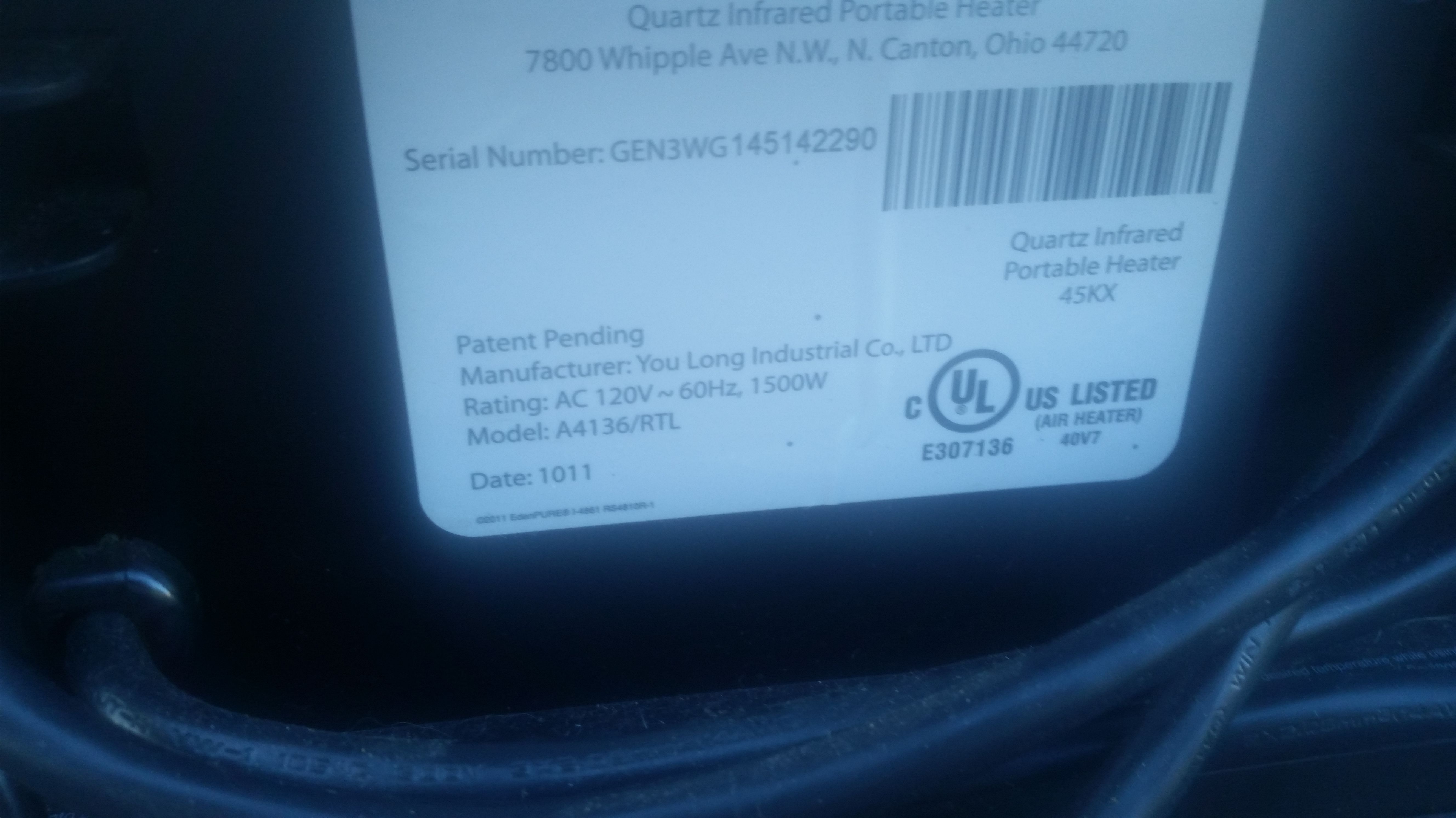 Eden pure model A4136/RTL quartz in fared portable heater for Sale in  Tampa, FL - OfferUp