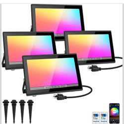 Led Flood Light 60W, Outdoor Waterproof Color Changing Uplight, 4 Pack 