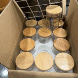 New 12 Small Jars With Label Stickers 