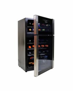 29 Bottle Dual Zone Wine Cooler, Black, 3 cu. ft.. (86L) Freestanding Wine Fridge