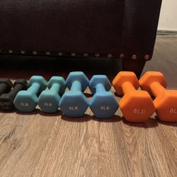 Set of Neoprene Dumbbells - 2lb to 8lb