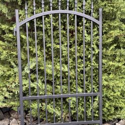 Pedestrian man door Gate powder coated Black Steel Swing Dual Driveway Fence Gate
