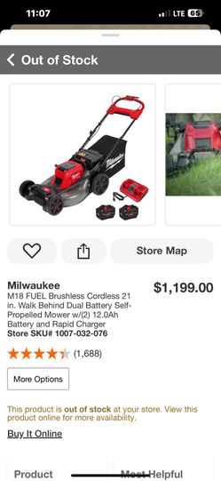 Milwaukee M18 FUEL Brushless Cordless 21 in. Walk Behind Dual Battery Self-Propelled Mower w/(2) 12.0Ah Battery and Rapid Charger
