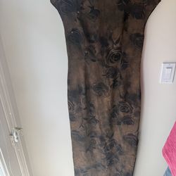 Dark Floral Vintage Dress Brown Goth Romantic